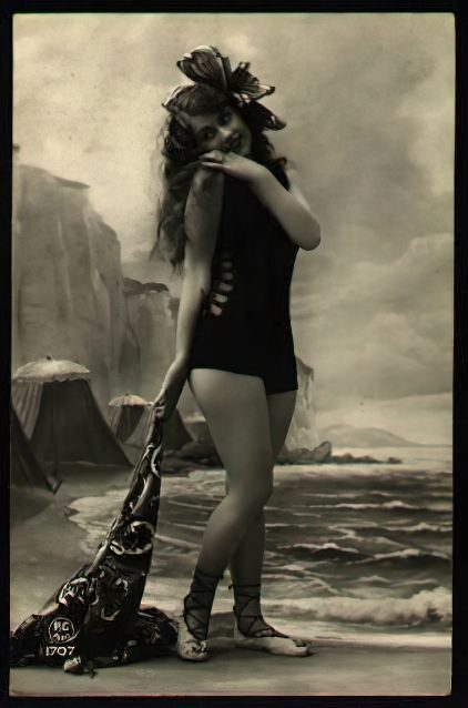 Bathing Suit, Bathing Beauties, Swimsuit Retro Beautiful Women of the Vintage Era in Bathing Suits and Swimsuits