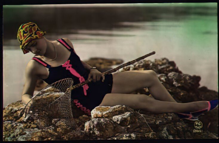 Bathing Suit, Bathing Beauties, Swimsuit Retro Beautiful Women of the Vintage Era in Bathing Suits and Swimsuits