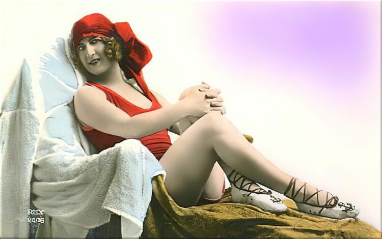 Bathing Suit, Bathing Beauties, Swimsuit Retro Beautiful Women of the Vintage Era in Bathing Suits and Swimsuits