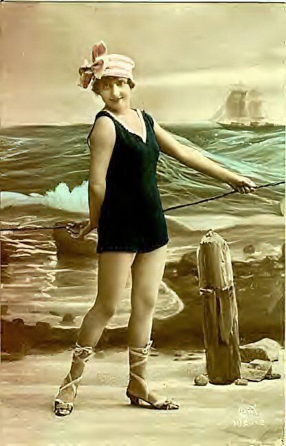 Bathing Suit, Bathing Beauties, Swimsuit Retro Beautiful Women of the Vintage Era in Bathing Suits and Swimsuits